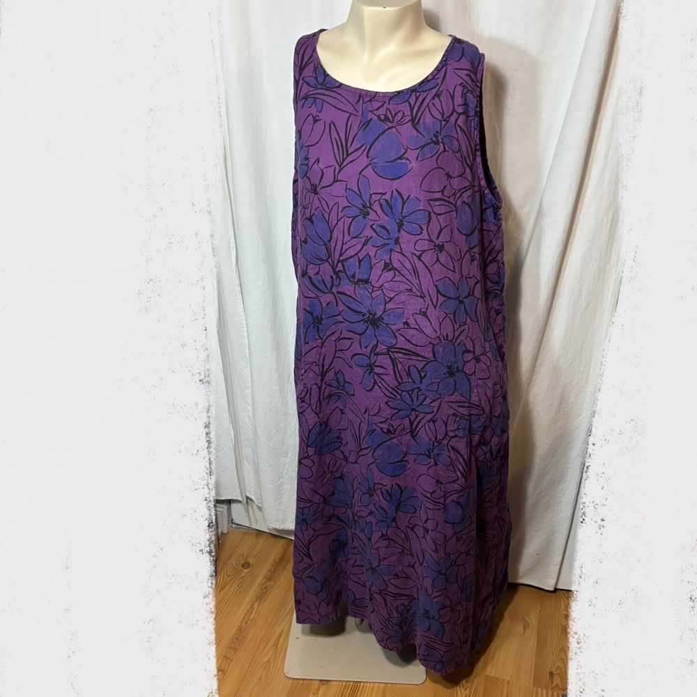 Women’s Cut Loose linen purple maxi dress medium